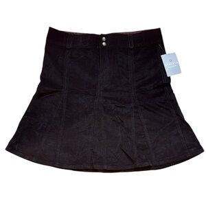 Athleta Whenever Corduroy Skirt Size 12 Black Drawstring A-Line Snap, NWT